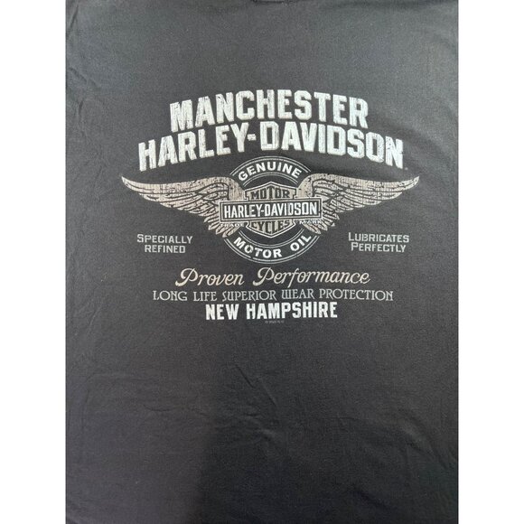 Harley-Davidson Mens Black Graphic Tee‎ 3XL Motor Oil Manchester New Hampshire - Picture 2 of 5